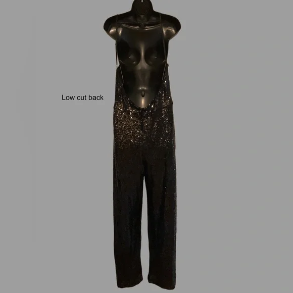 Elegant Black Sequin Jumpsuit - Picture 2 of 3